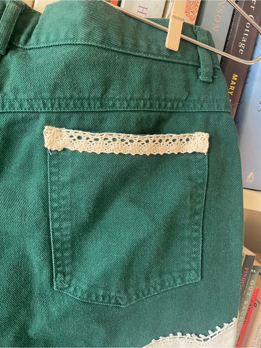 Vintage dark green Jennifer Moore cottagecore patchwork upcycled shorts - Picture 8 of 16